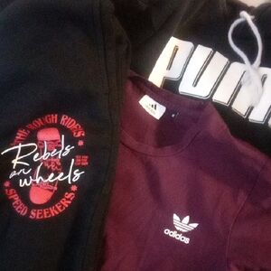 Adidas Maroon Tee and Puma Black Hoodie